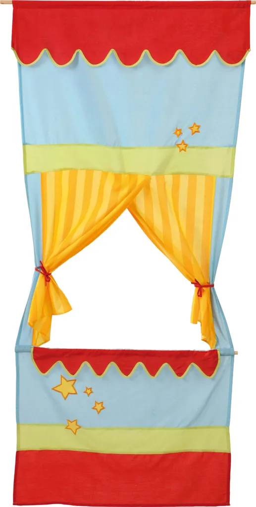 Théâtre de marionnettes pour porte peu encombrant roba tissu rayé