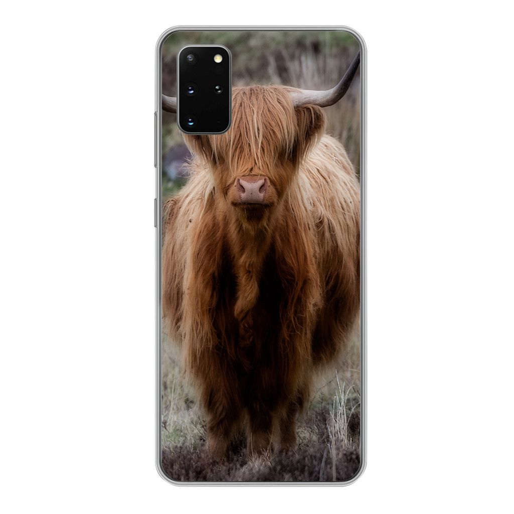 MuchoWow Handyhülle Schutzhülle Hülle für Samsung Galaxy S20 Plus Schottischer Hochländer - Moos - Gras Silikon Softcase Handy Hülle - Hart...