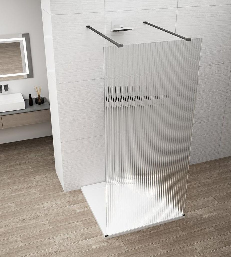 Polysan ESCA BLACK MATT Dusch-Glasteil, freistehend, Glas Flute, 1000 mm