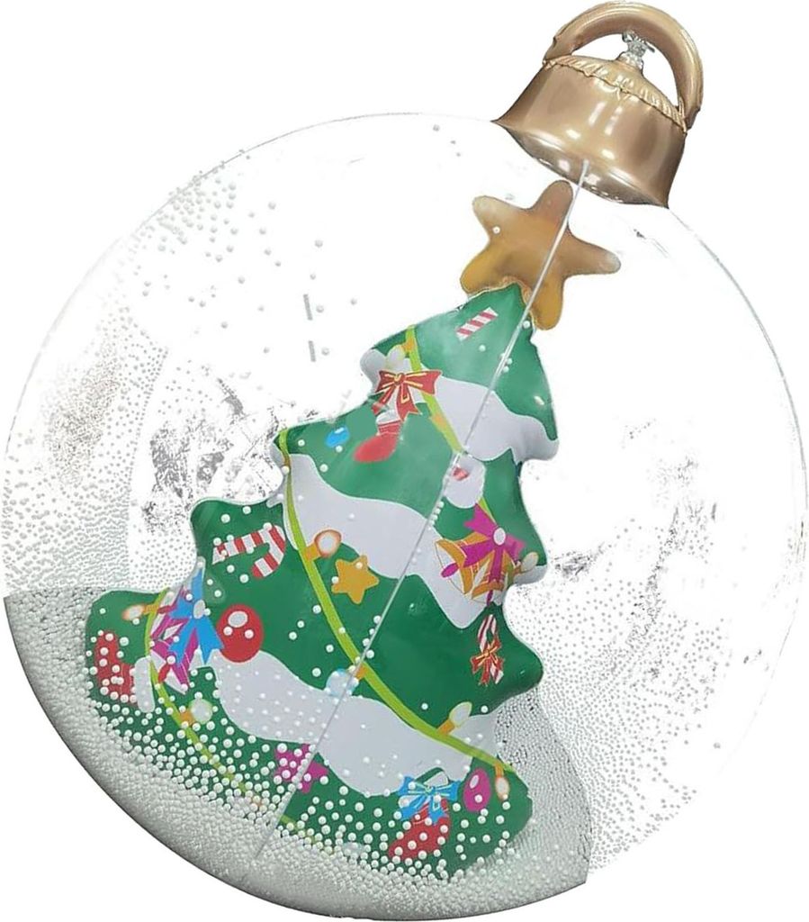 23,6 Zoll aufblasbare Weihnachtskugeln mit LED-Riesenbeleuchtung, Nachbildungierter Ball, PVC, faltbar, durchsichtig, Fernbedienung, AußenNachbild...
