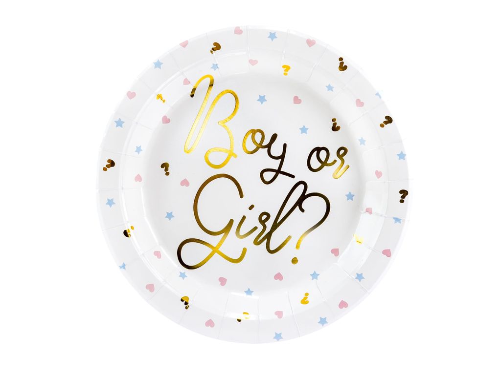 Piatto di carta rotondo 23cm con stampa Boy or Girl set di Immagine del prodotto 