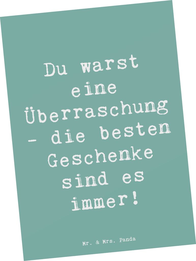 Mr. & Mrs. Panda Postkarte Spruch Überraschung Adoptivkind - Meeresbrise - Geschenk, Verwandte, Handarbeit, beste Geschenke, bildkarte, Ansichtska...