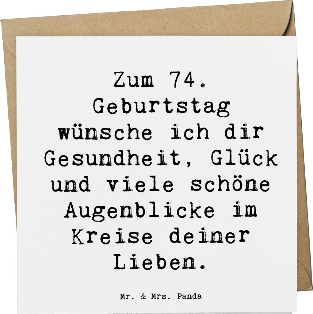 Mr. & Mrs. Panda Grußkarte Spruch 74. Geburtstag - Weiß - Geschenk, Klappkarte, neues Lebensjahr, feiern, faltkarte, Alter, Happy Birthday, Glüc...