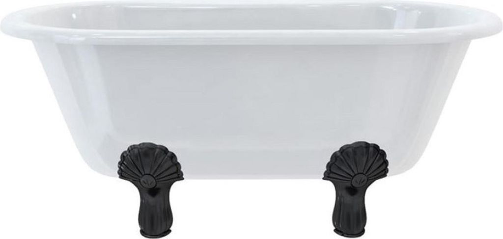 Casa Padrino Luxus Jugendstil Badewanne Weiß / Schwarz 150 x 75 x H. 63,5 cm - Freistehende Retro Acryl Badewanne - Retro Badezimmer Möbel