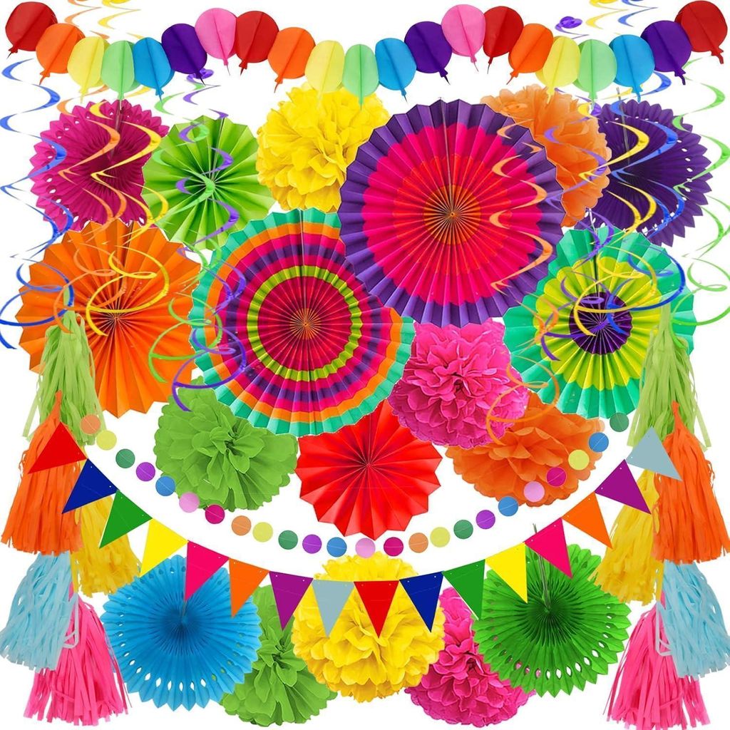 Décoration de fête mexicaine 41 pièces Multicolore Image du produit 