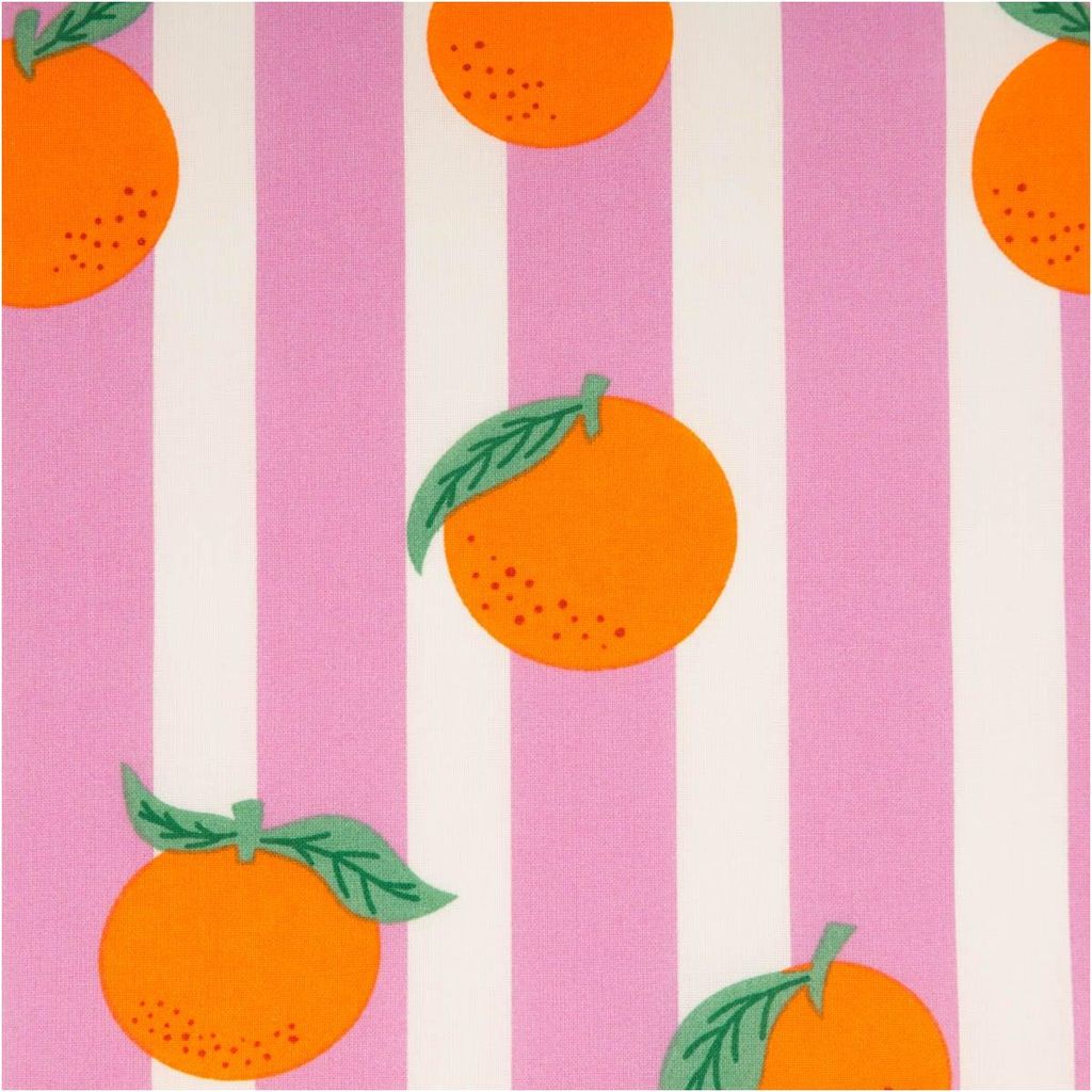 Tischdeckenstoff beschichtet Streifen Orangen rosa weiß