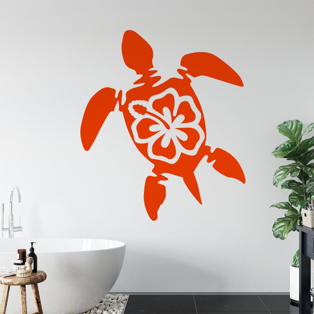 Hawai Schildgröte Wandtattoo in 6 Größen - Wandaufkleber Wall Sticker - Dekoration, Küche, Wohnzimmer, Schlafzimmer, Badezimmer