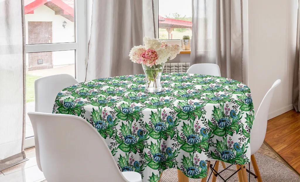 Decorazione Cucina: Tovaglia Rotonda Floreale ABAKUHAUS 150cm Verde