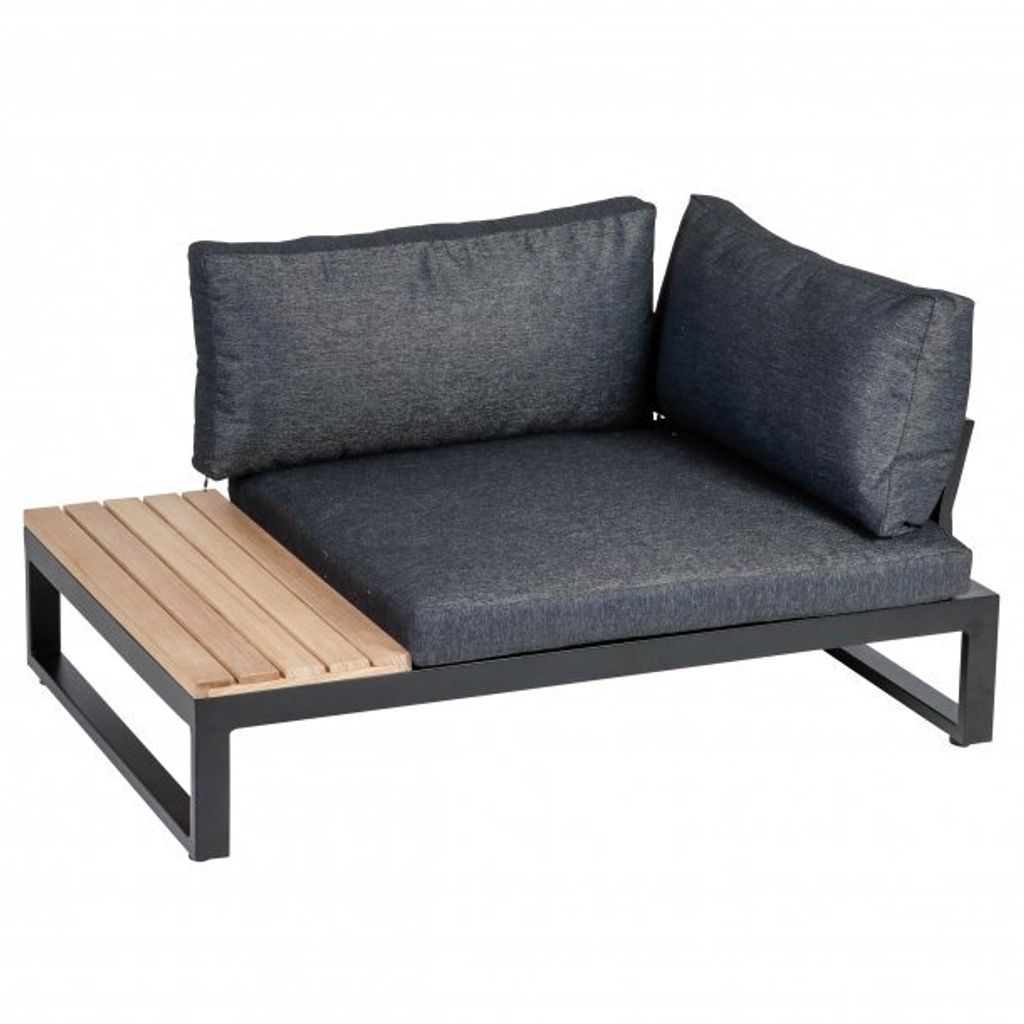 Greemotion Hunde-Sofa, Alu, mit Ablage aus Holz, Kinderstuhl, Outdoor, Katze (Tier) / Hund, Schwarz, Grau, Rechteckig, Monochromatisch