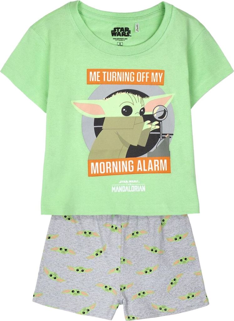 Schlafanzug kurz Star Wars Baby Yoda Grogu Grün 128 cm