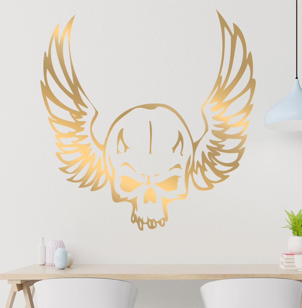 Himmel & Hölle Schädel Wandtattoo in 6 Größen - Wandaufkleber Wall Sticker - Dekoration, Küche, Wohnzimmer, Schlafzimmer, Badezimmer