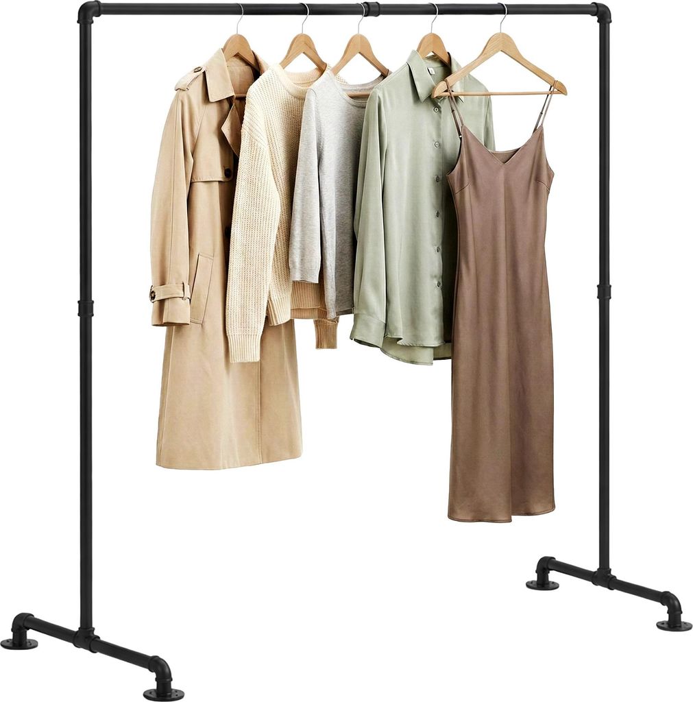 CLP Kleiderständer freistehend aus Metall Jersey, stabiler Garderobenständer,schwarz 150 cm