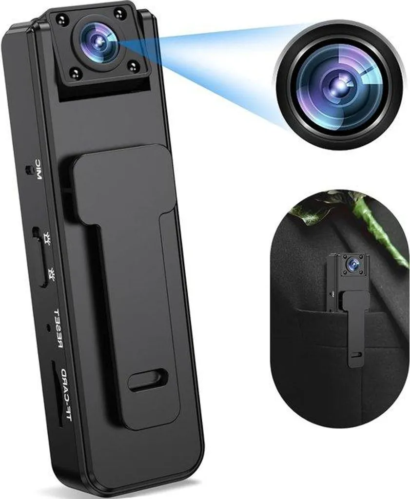 Solution Sécurité Rapide : Caméra 1080p avec Clip, Vision Nuit & 180°