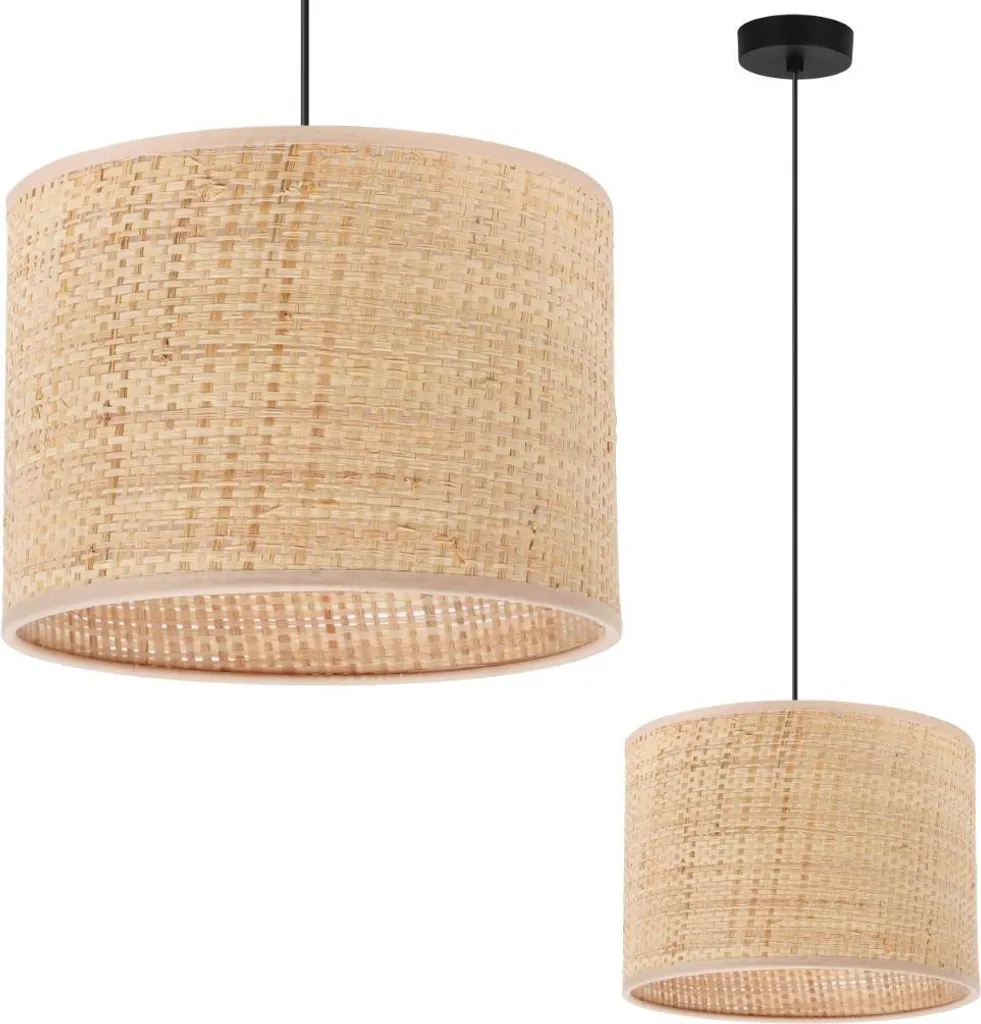 Lampada Sospensione Rattan Nero 20cm - Lampadario Boho Chic E27