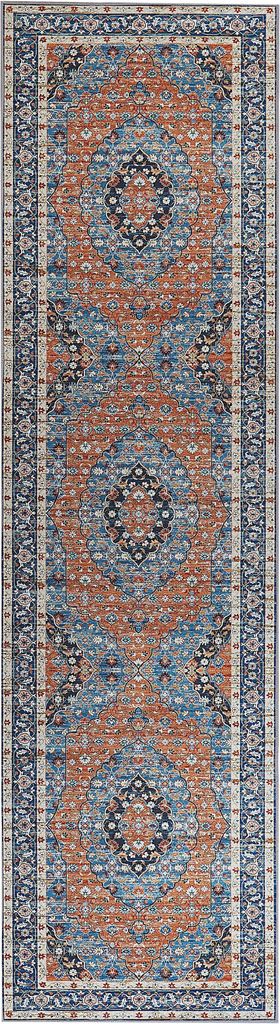 BELIANI Teppich Läufer Blau u. Orange Polyester 80 x 300 cm Produktbild 