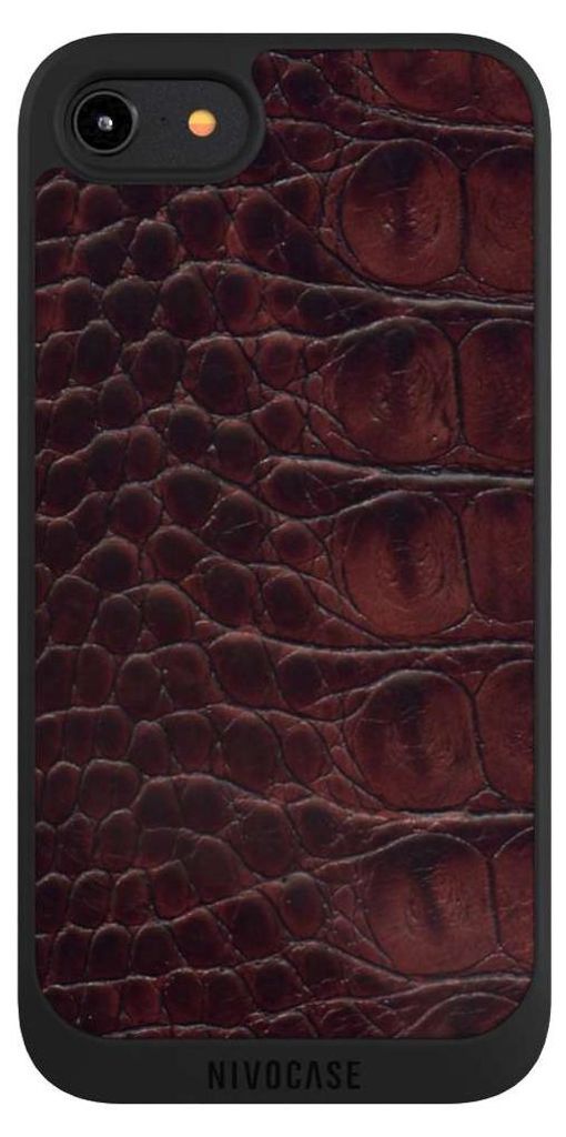 NIVOCASE Handyhülle für Apple iPhone 7 Hülle NIVOpure Case Schwarz Animalprint Krokodil Leder