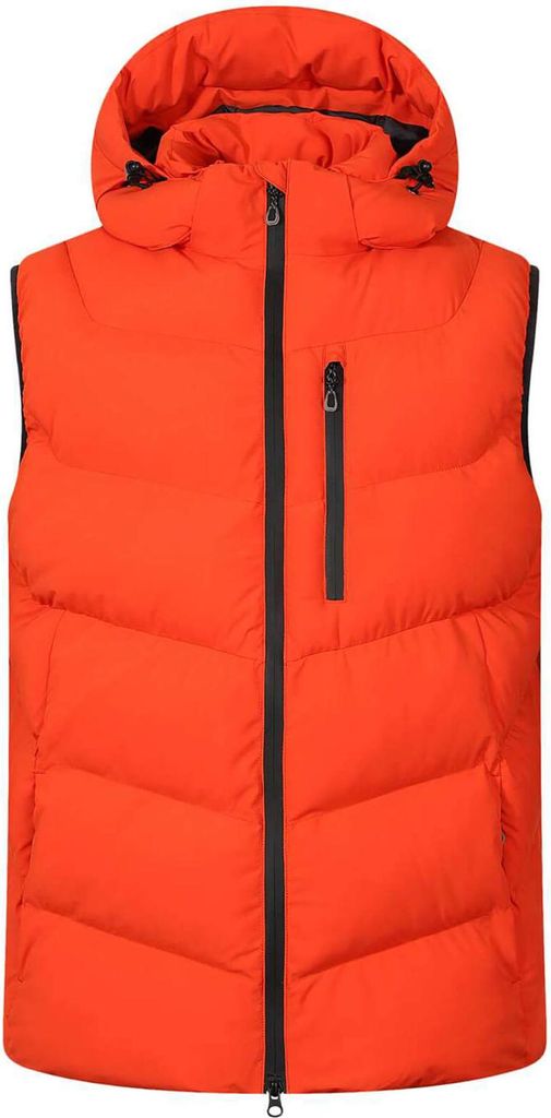 Blue Wave Herren Steppweste Jasper - Weste gesteppt mit abnehmbarer Kapuze in Orange Größe 6XL