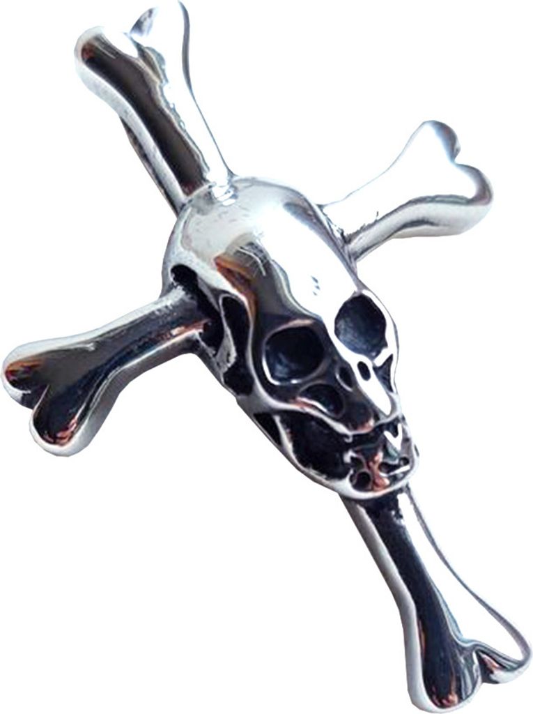 Herren Edelstahl Anhänger aus 316L Totenkopf-Kreuz