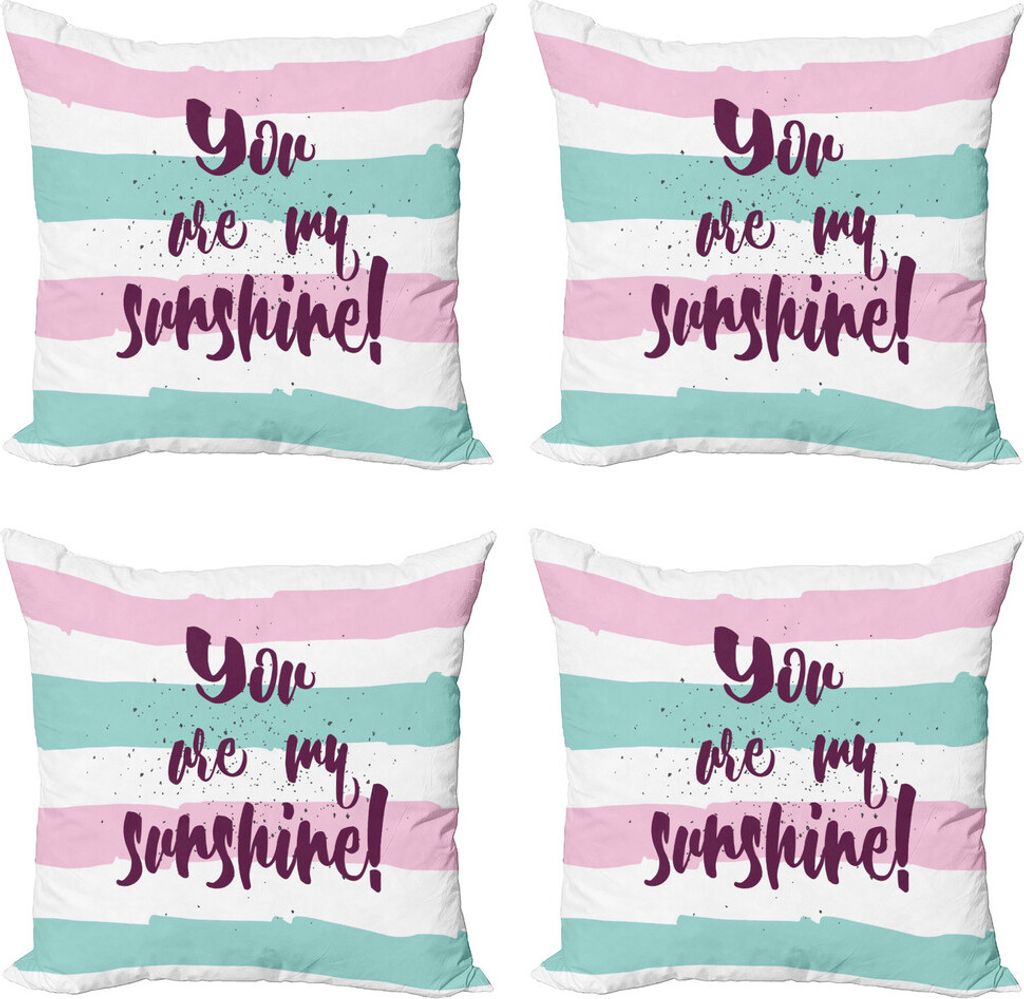 ABAKUHAUS Sprichwort Kissenbezug Set (4 Stück), Colorful Words, Moderner Doppelseitiger Digitaldruck, 40 cm x 40 cm, Mehrfarbig