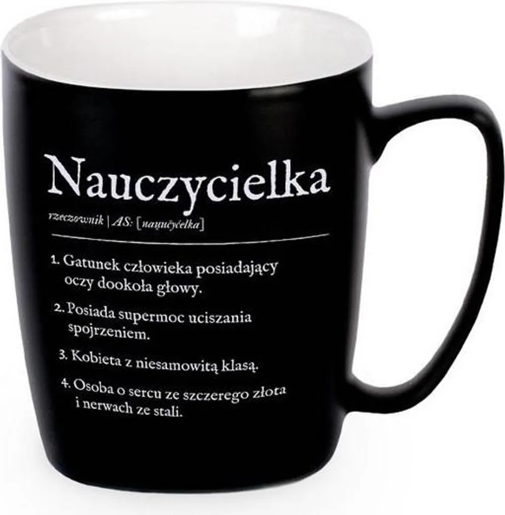 Mug Teacher Noir Mat Incassable au Quotidien - Tasse à Anse Ergonomique