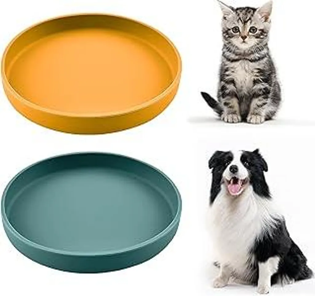 Ciotola per gatti piatta in silicone Set da 2 pezzi 18 cm Ciotola per gatti Ciotola in silicone per gatti Ciotola piatta per gatti Ciotole per gatti Giallo Verde Piatto per gatti Ciotola per gatti Ciotola per acqua Piatto per gatti Ciotola per gatti Feeder Cat Bowl
