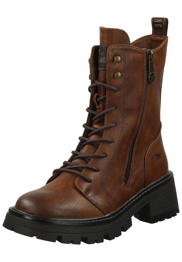 MUSTANG Damen Stiefelette Braun - Klassische Schnürstiefelette Mit Fleecefutter