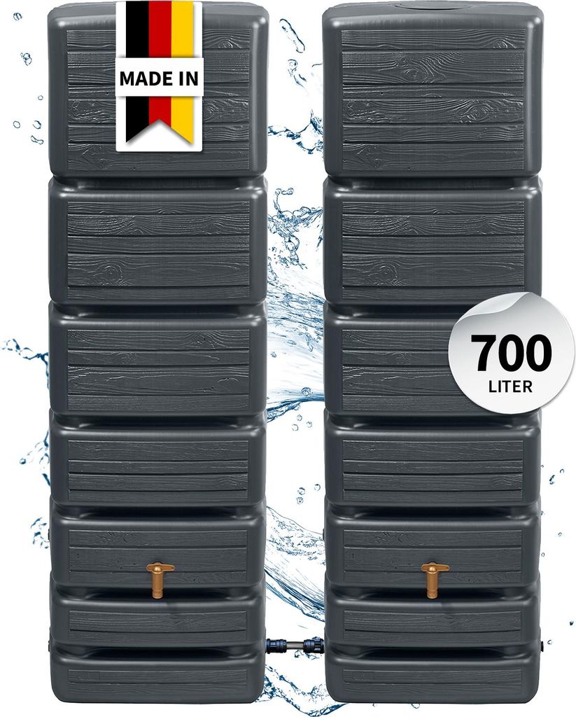4rain SLIM WOOD DECOR Wandtank-Set 700 Liter graphite grey, Produktbild 
