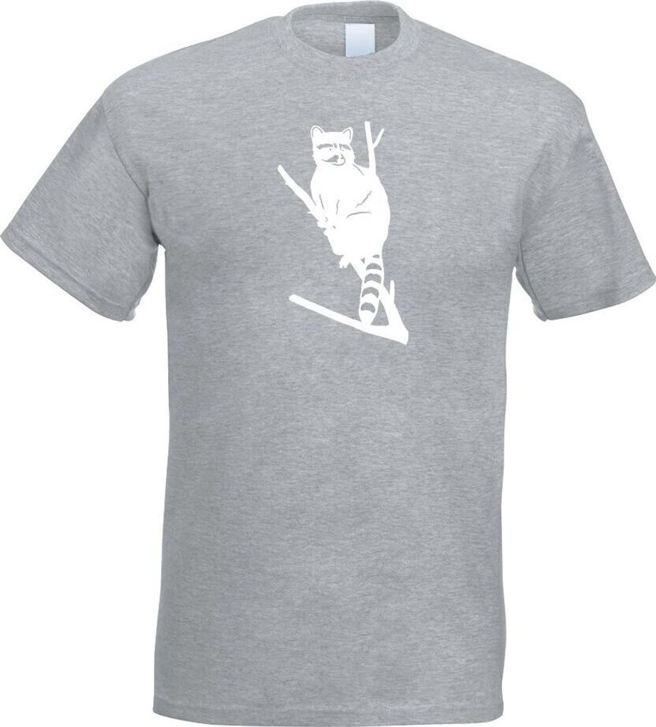 Kiwistar - T-Shirt - Graumeliert - Waschbär Motiv 1 - Pelz Herren Funshirt Bedruckt Design Sprüche Spruch Motive - mit Motiv Bedruckt - Funshirt ...