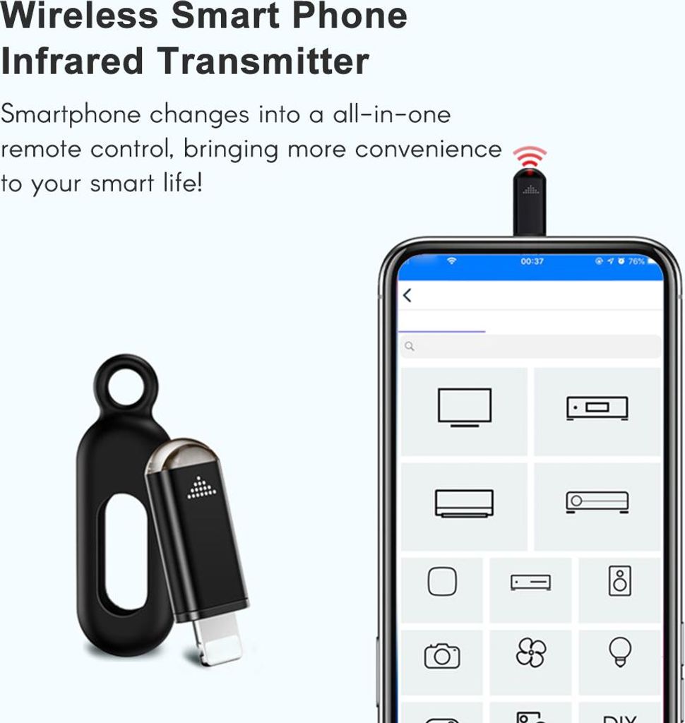 Drahtloses Smartphone -Infrarot -Sender Universal Mini Fernbedienungs -Ersatz fš¹r iOS -Smartphone -TV -Klimaanlagen -Lš¹fterkamera