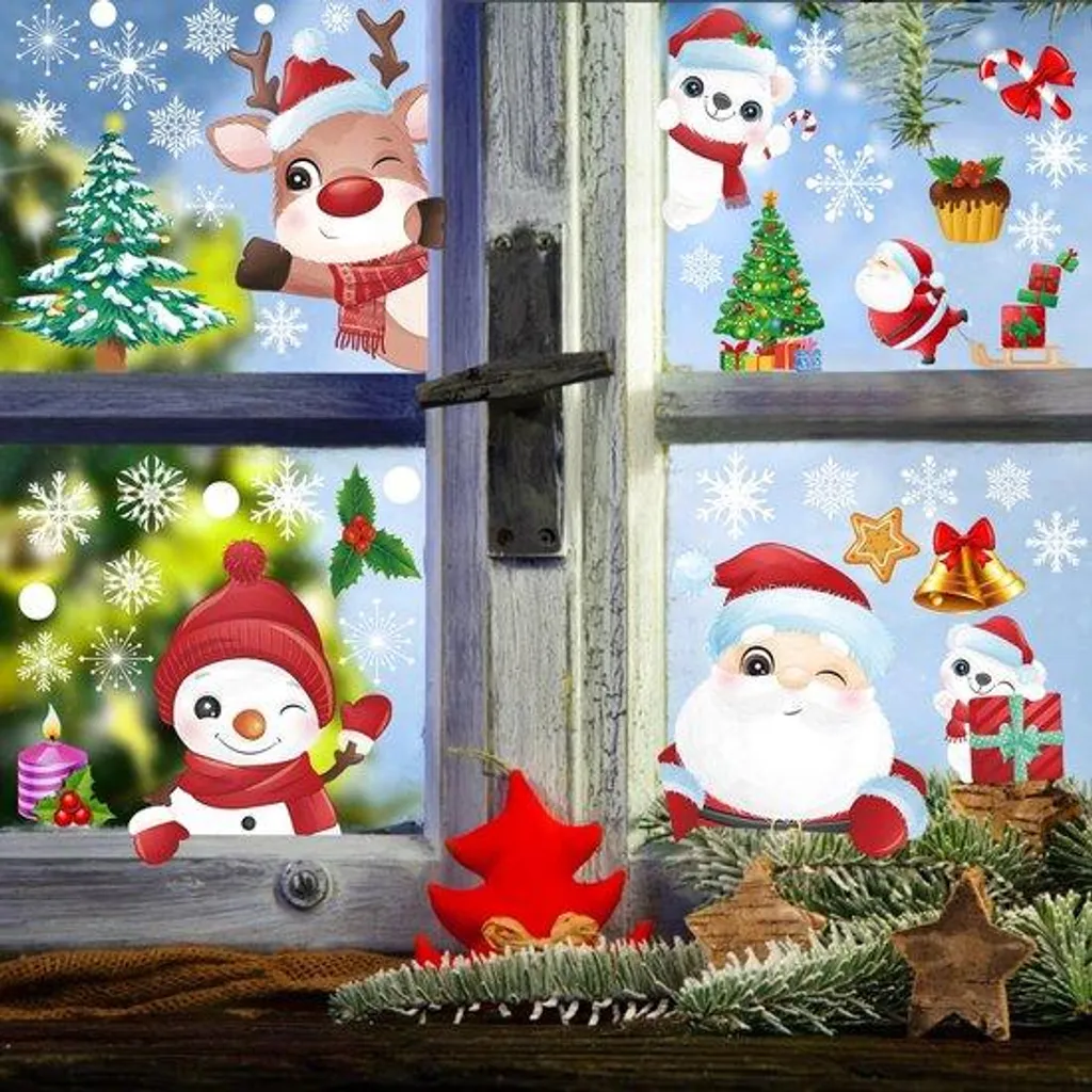 Stickers Noël Étoiles et Paysage d'Hiver Américain - Set de 372 Pièces