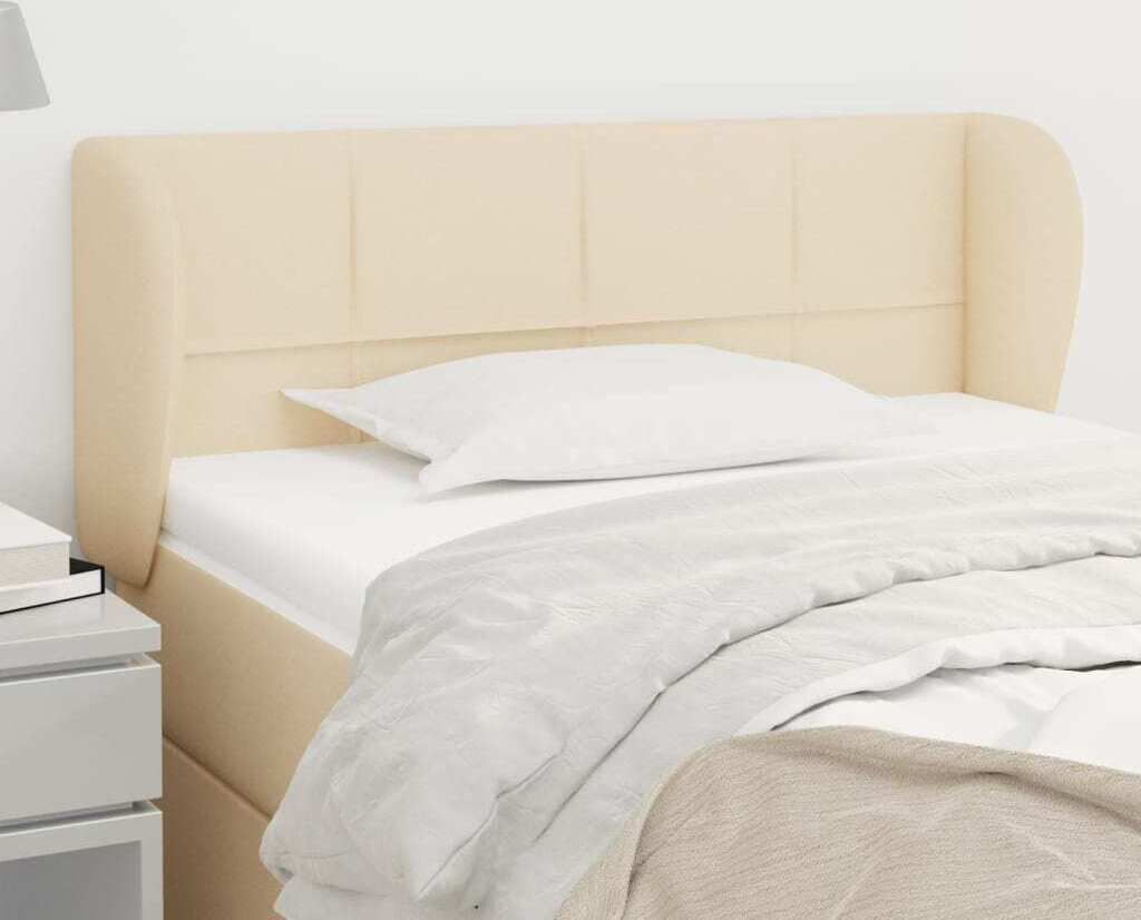 Kopfteil mit Ohren Creme 93x23x78/88 cm Stoff