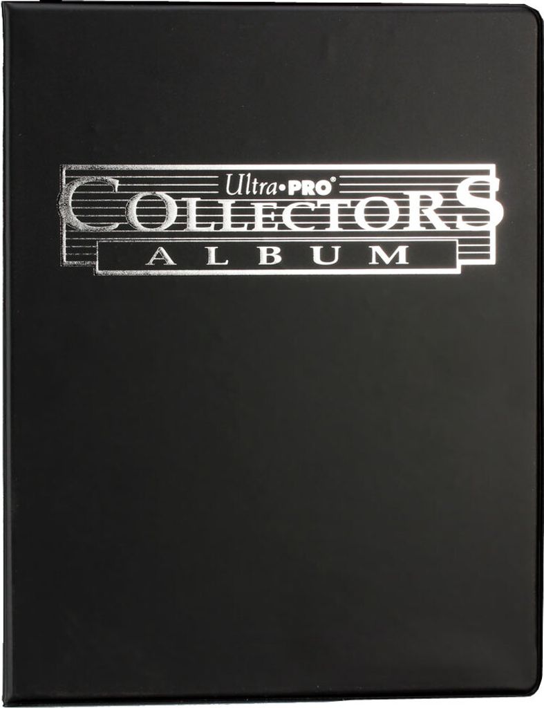 A black binder with silver text on the cover.