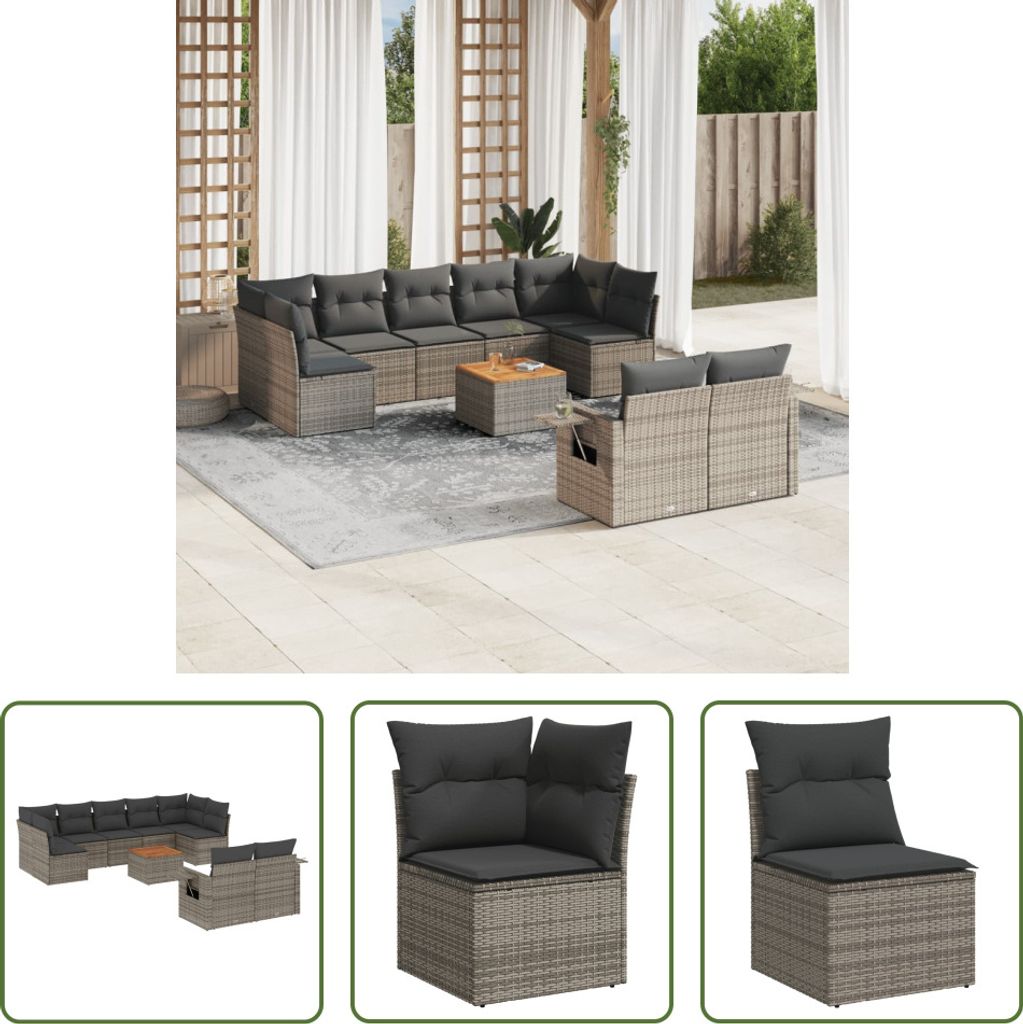 The Living Store 10-tlg. Garten-Sofagarnitur mit Kissen Produktbild 
