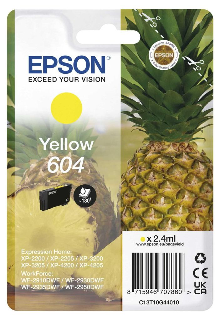 Epson 604 - 2.4 ml - jaune - original - blister avec alarme Image du produit 