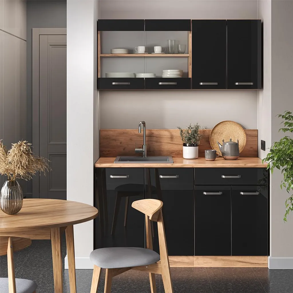 Panneau de finition noir pour meuble micro-ondes encastré Vicco R-Line