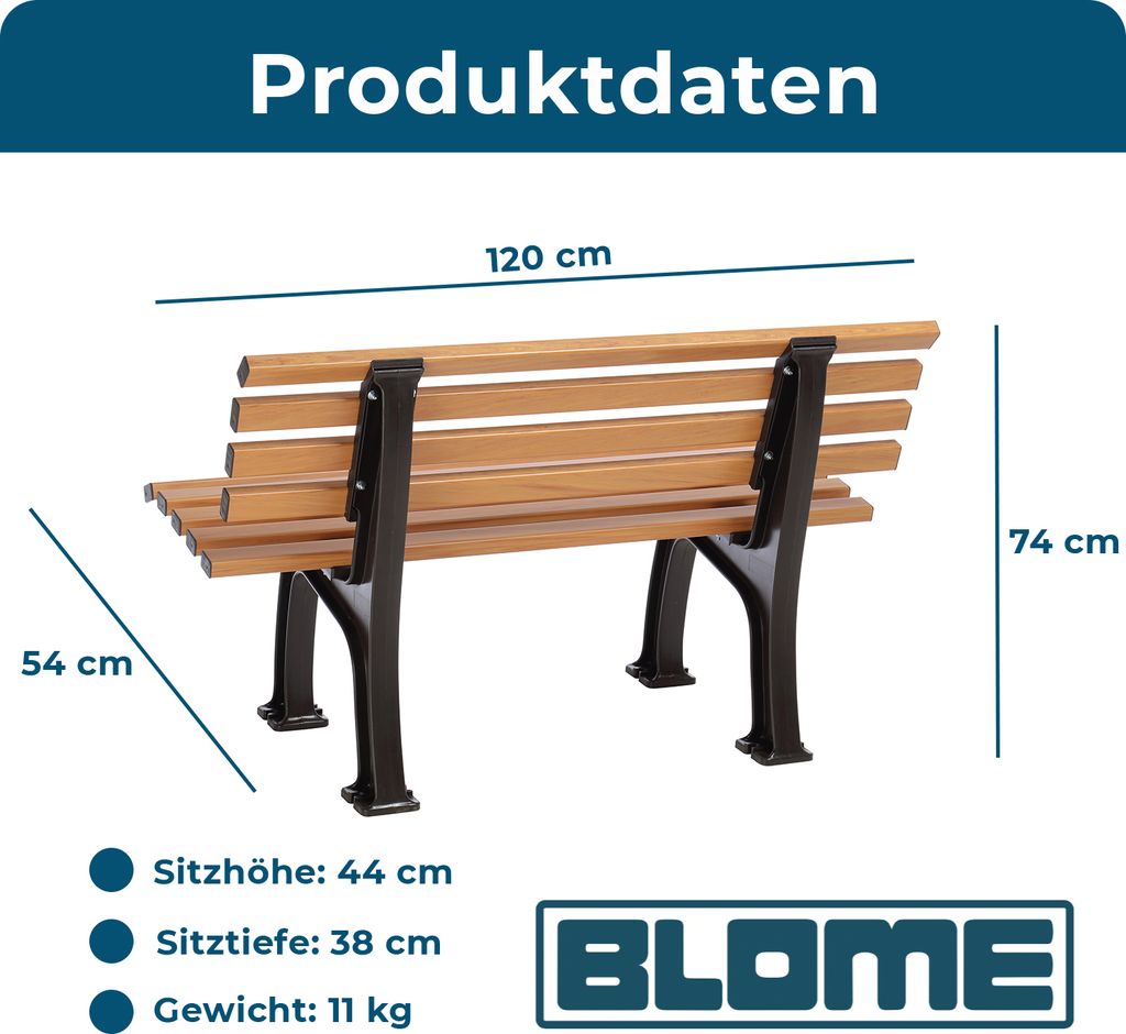 Blome Parkbank Ibiza braun 2-Sitzer Produktbild 8