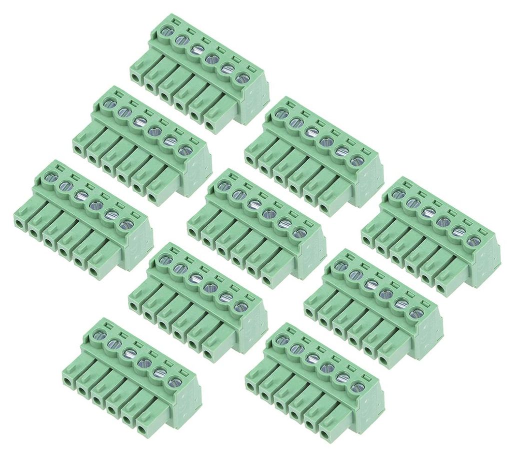 10 Stš¹ck Tonh?he 6PSitz Einschub PCB Klemmschiene Stecker Grš¹n AC300V 10A 3.81mm