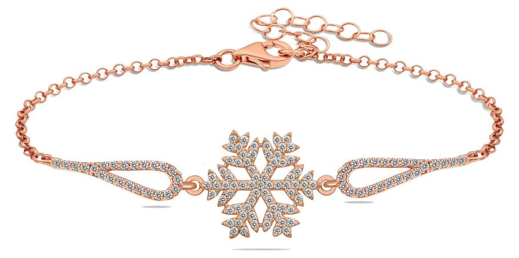 Schneeflocke Armband 925 Silber Zirkonia Roségold Damen