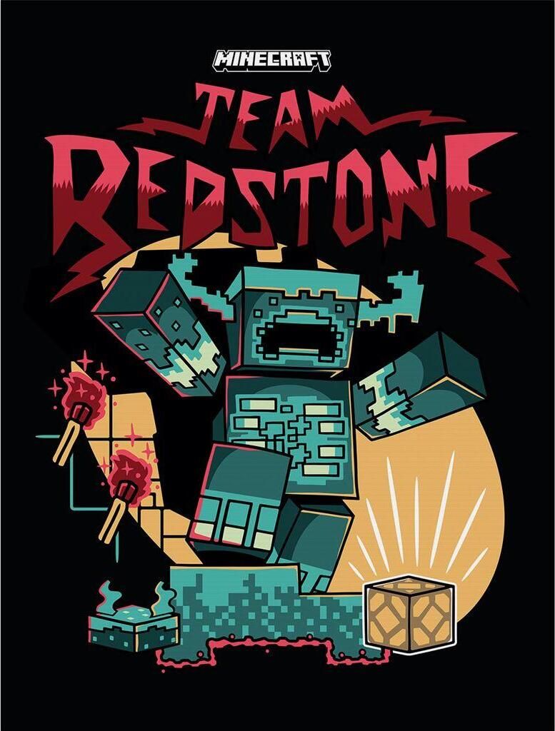 Minecraft - Leinwanddruck "Team Redstone" PM11100 (Einheitsgröße) (Rot/Blau/Schwarz)