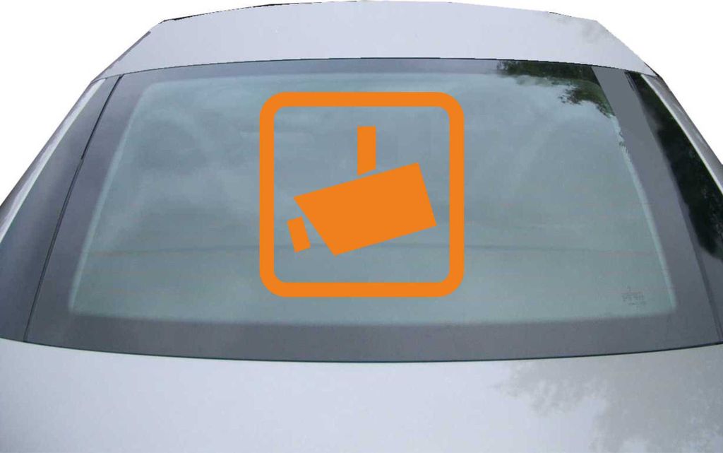 Indigos UG - Aufkleber Heckscheibe & Motorklappe DE2325 - orange - 600x600 mm - Videoüberwacht - Auto Scheiben Fenster Heckklappe Tuning Racing JD...