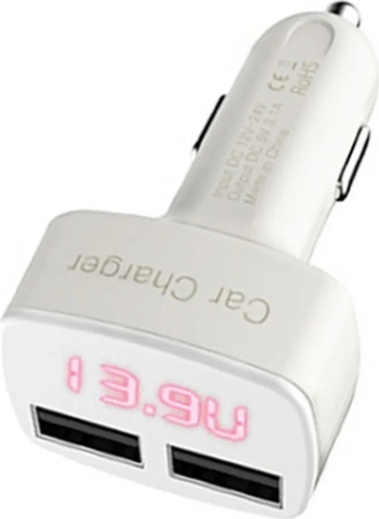 Caricatore Auto USB 4-in-1 con Voltmetro e Termometro Digitale LED