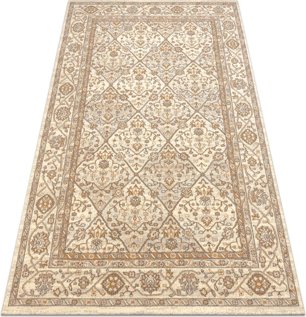 Wollteppich SOHO 477.27.LA100 OSTA - Rhombus, Rahmen geometrisch natur beige beige 160x240 cm
