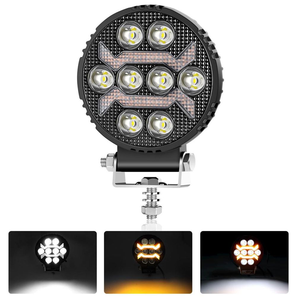 Universelle, leistungsstarke LED‐Diodenlampe / Halogenscheinwerfer mit weißem Licht und gelbem Tagfahrlicht (DRL), 1500 lm für L
