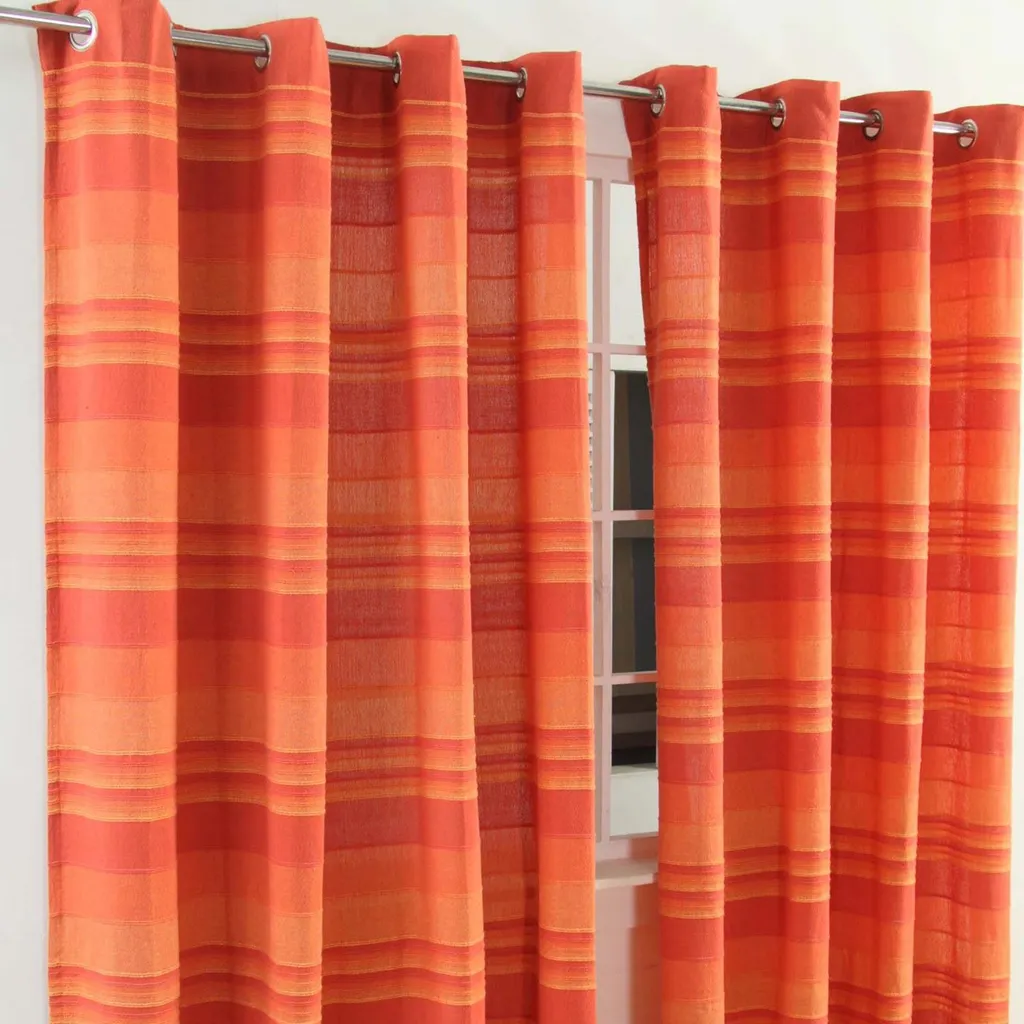 Rideau Terracotta Morocco en Coton Épais à Œillets, Lot de 2 Panneaux