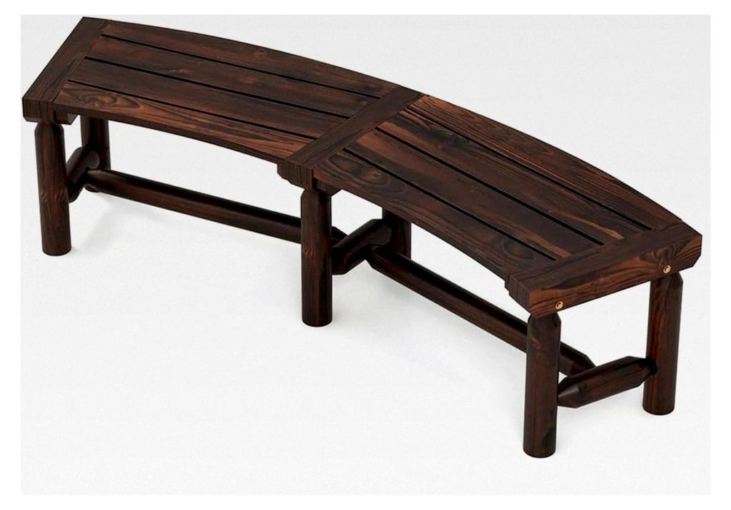 Wetterfeste Gartenbank aus Holz, Sitzbank für 2 bis 3 Personen, Parkbank aus massivem karbonisiertem Holz, belastbar bis 325 kg, gebogene Balkonba...