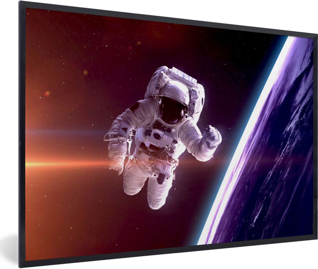 MuchoWow Gerahmtes Poster Weltraum - NASA - Erde - Jungen - Kinder - Kinder 90x60 cm - Poster mit Schwarzem Bilderrahmen Wandposter Rahmen Foto B...