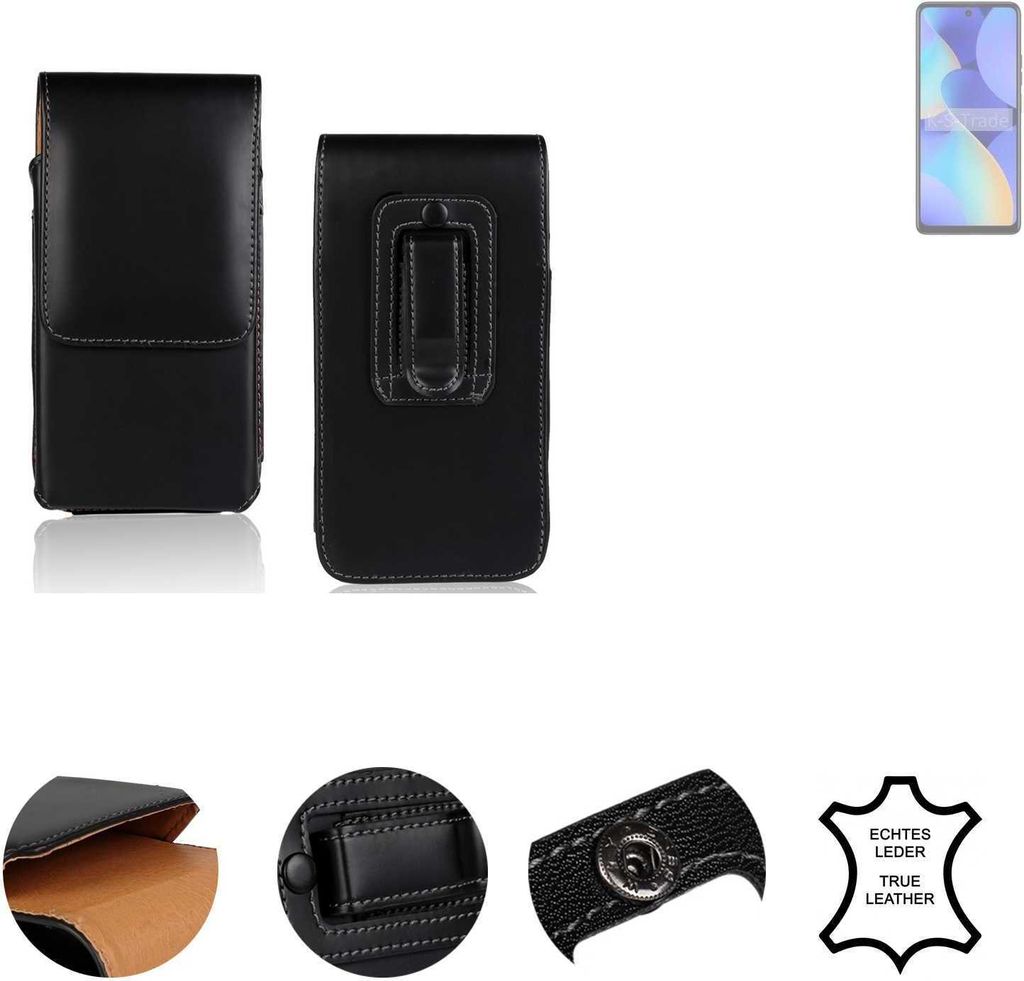 K-S-Trade Holster Gürteltasche Handy Hülle Schutzhülle kompatibel mit Tecno Spark 10 Pro Handyhülle Leder schwarz, 1x