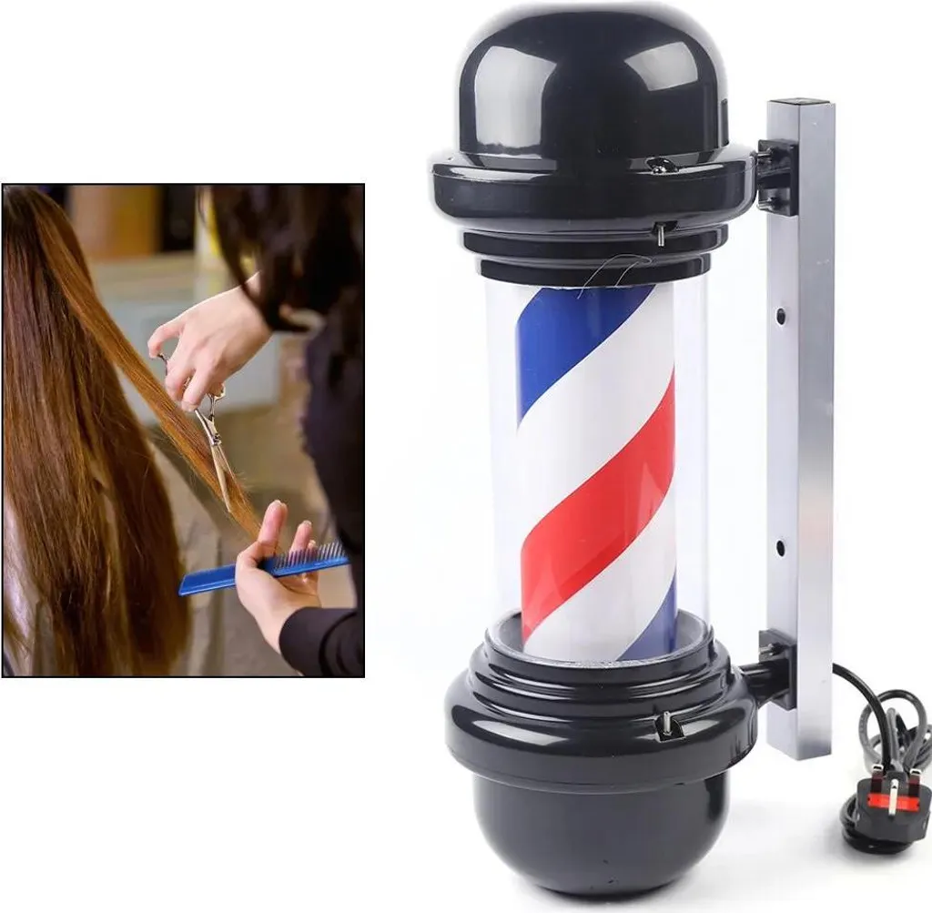 Enseigne de Barbier Rotative LED pour Façade Salon de Coiffure - 51 cm - 10