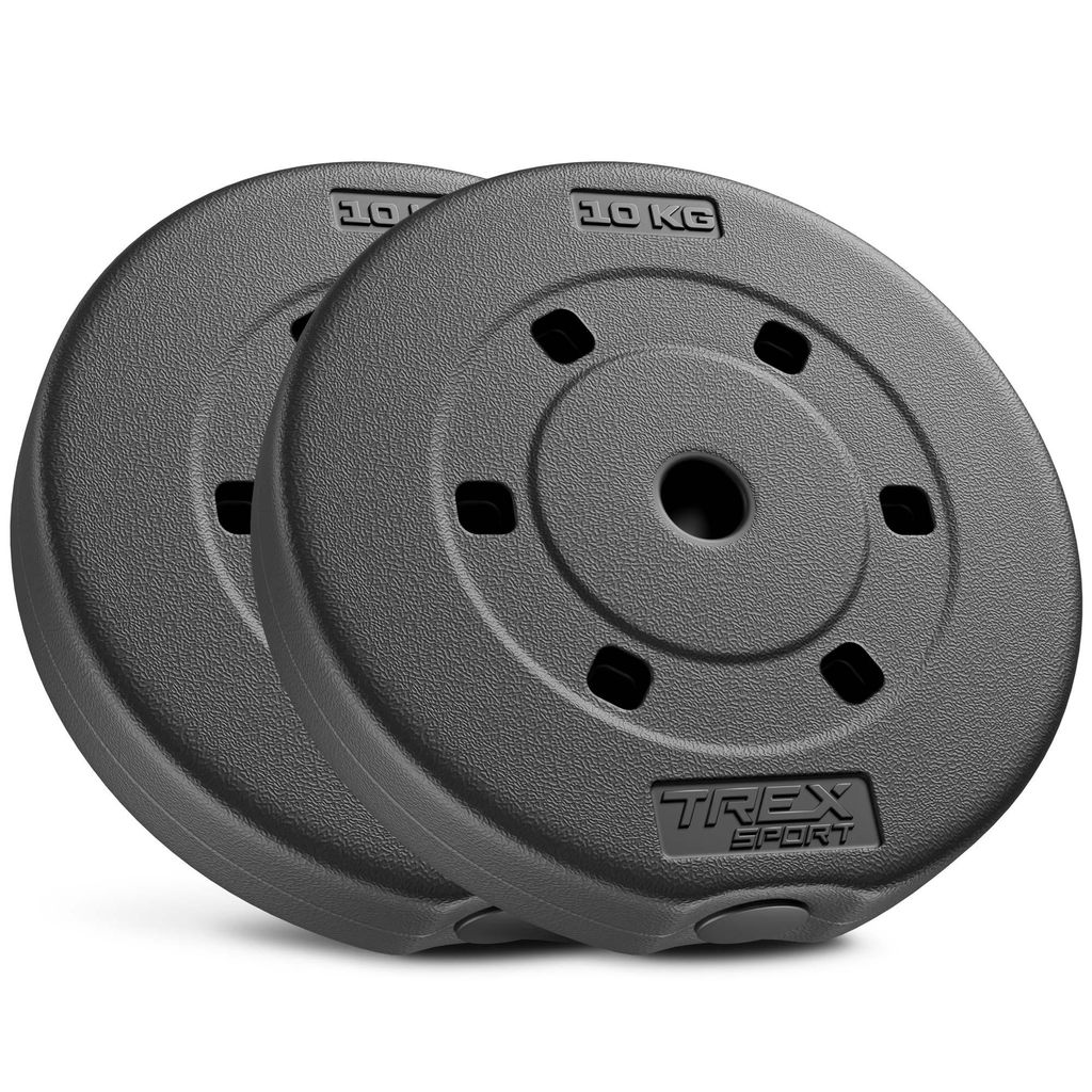 TREX SPORT Hantelscheiben Set 20kg (2x10kg) TX-020DS | Kunststoff Gewichtsscheiben Ø27mm | Fitness Scheiben, Gewichte für Hantel, Hantelgewichte