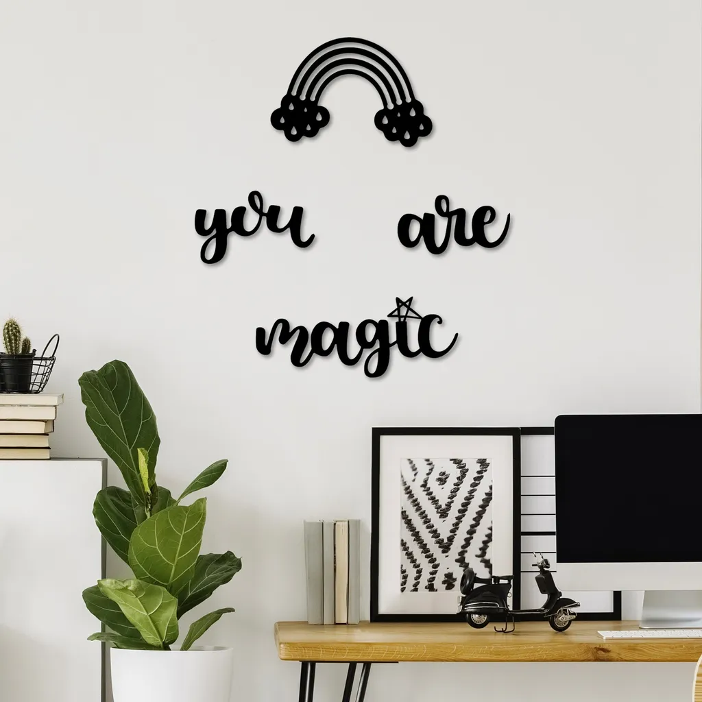 Déco Murale 100% Métal You're Magic Noir Mat 30x19cm Style Industriel